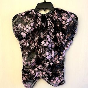 BCBGMAXAZRIA ruffled shear top